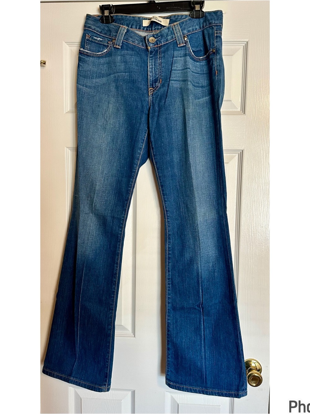 GAP Blue Curvy Low Rise Flare Jeans with Subtle Fading